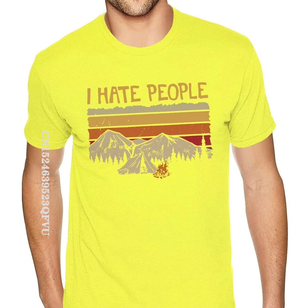 Christmas Mountain Camping I Hate People T-Shirt For Men Personalized Gothic Style Anime Tshirt Kawaii Gothic Style T Shirt