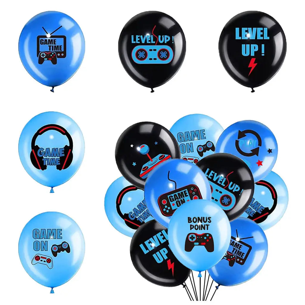 Blue Game On Theme Balloons Video Game Controller Latex Ballon Happy Boys Game Birthday Party Kids Favors Gamer Level Up Balon