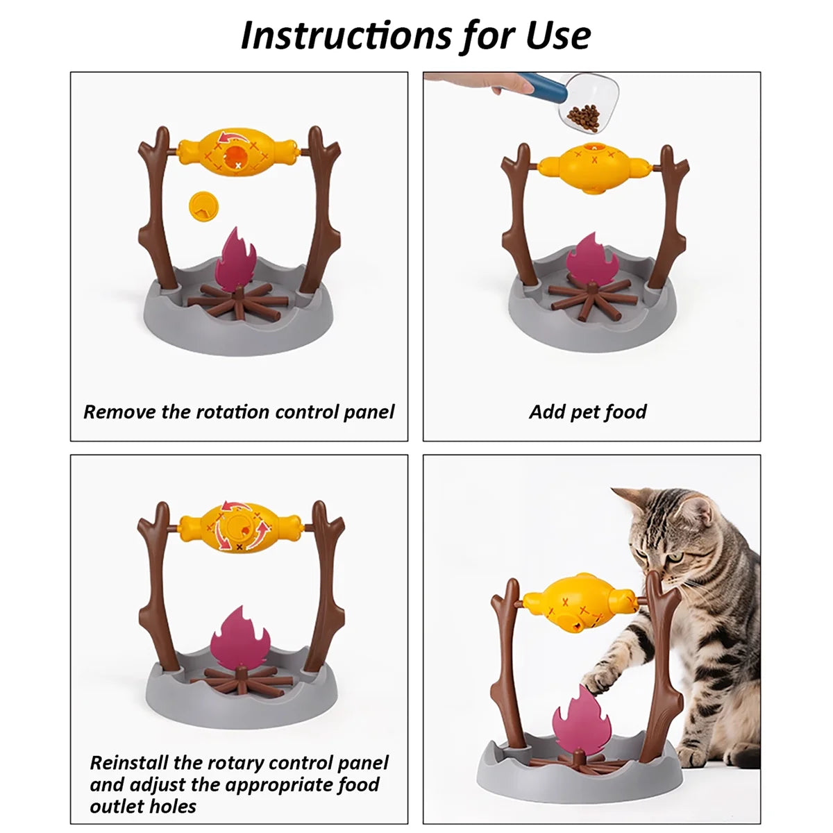 Outdoor BBQ Shaped Interactive Cat Toy - Rolling Food Dispenser with Hidden Treats DIY Chew Toy for Kittens Christmas Gift Idea