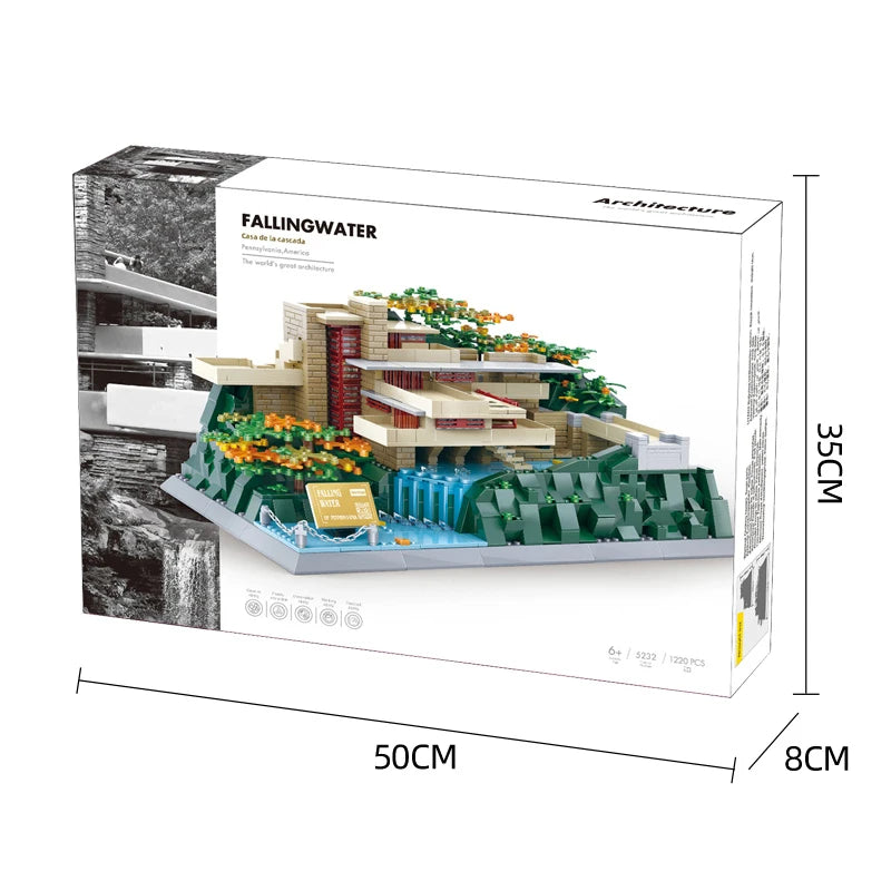 5232 1221pcs ABS World Architecture City Scenery Brick Fallingwater-Pennsylvania,US Building Blocks for Children Collection Toys