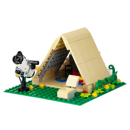 MOC3014 Outdoor Grass View Camping Tent Scene Telescope Plants Model DIY Educational Building Block Gifts Toys for Kids 179Pcs
