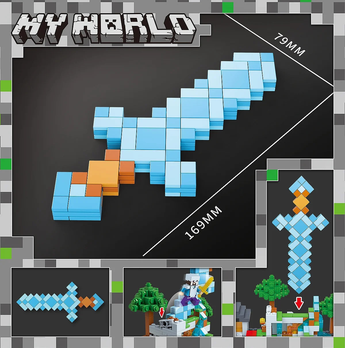 My World Building Blocks End Shadow Dragon Village Guardian Assembly Model Light Decoration Boy Toy