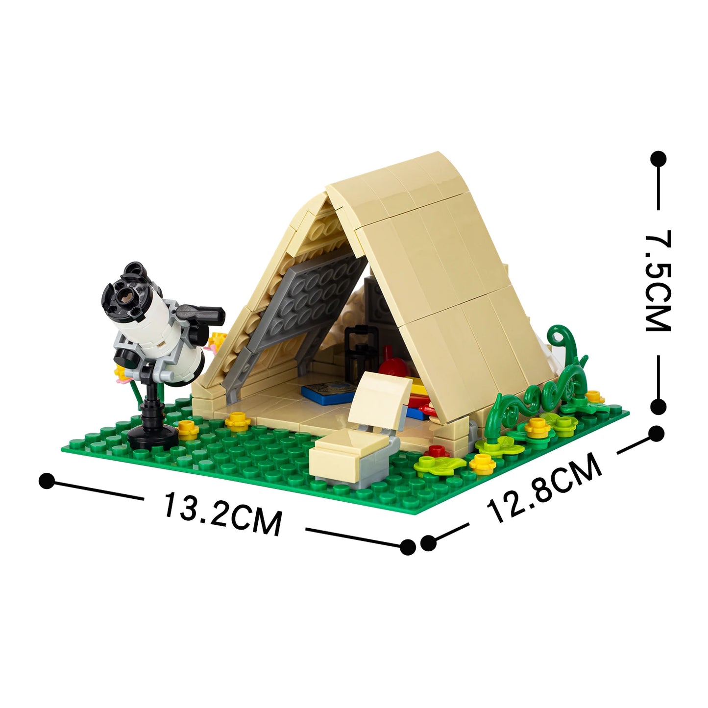 MOC3014 Outdoor Grass View Camping Tent Scene Telescope Plants Model DIY Educational Building Block Gifts Toys for Kids 179Pcs
