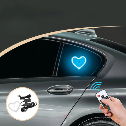 USB Car LED Window Light Car Interior Decoration Ambient Light Flashing Glowing Heart-shape Lighting Atmosphere Lamp LED Sign