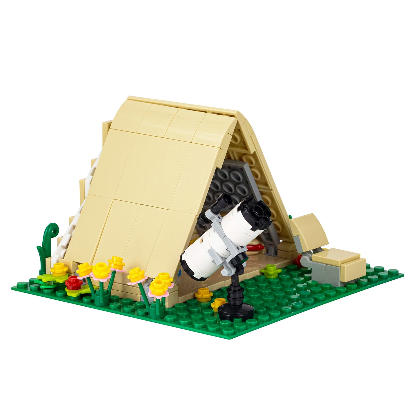 MOC3014 Outdoor Grass View Camping Tent Scene Telescope Plants Model DIY Educational Building Block Gifts Toys for Kids 179Pcs