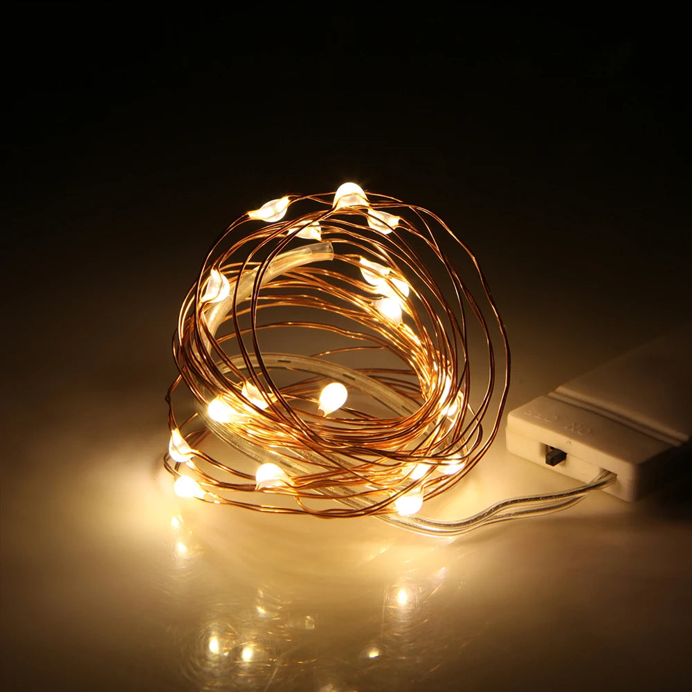 Copper Lights 1m 2m 3m Mini Fairy Lights CR2032 Battery Operated String Light for Bedroom Christmas Party Wedding Decoration