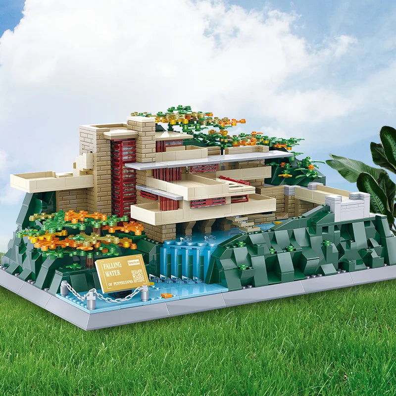 5232 1221pcs ABS World Architecture City Scenery Brick Fallingwater-Pennsylvania,US Building Blocks for Children Collection Toys