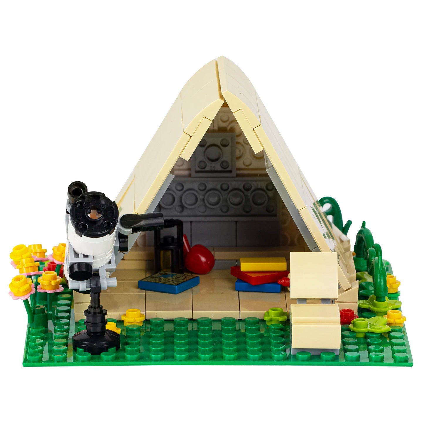 MOC3014 Outdoor Grass View Camping Tent Scene Telescope Plants Model DIY Educational Building Block Gifts Toys for Kids 179Pcs