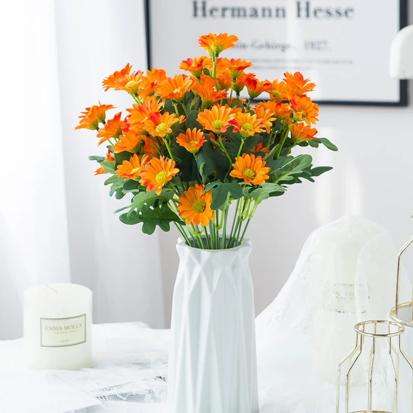 21 Heads Autumn Silk Daisy Bouquet Festival Vase for Home room Wedding outdoor Decoration Household  Artificial Flowers diy Gift