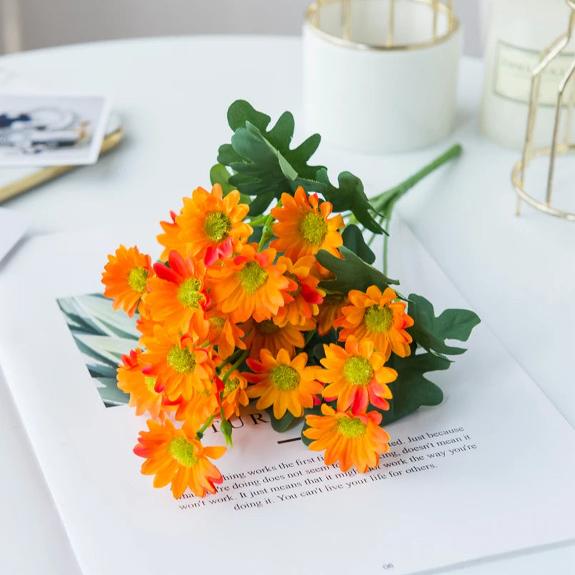 21 Heads Autumn Silk Daisy Bouquet Festival Vase for Home room Wedding outdoor Decoration Household  Artificial Flowers diy Gift