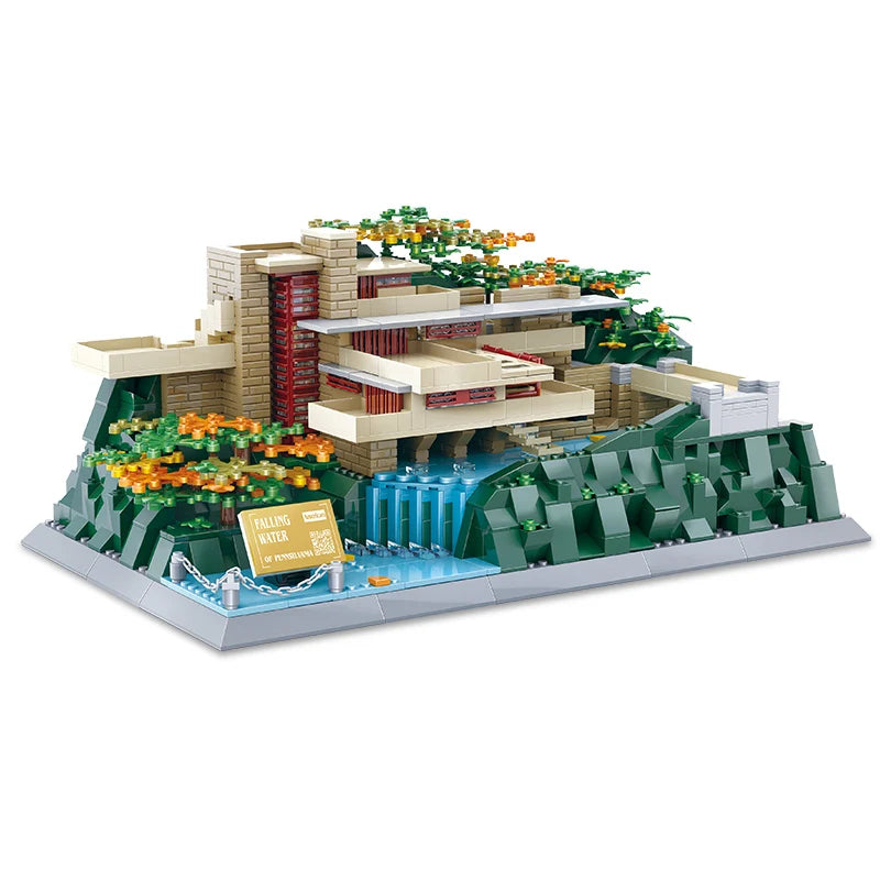 5232 1221pcs ABS World Architecture City Scenery Brick Fallingwater-Pennsylvania,US Building Blocks for Children Collection Toys