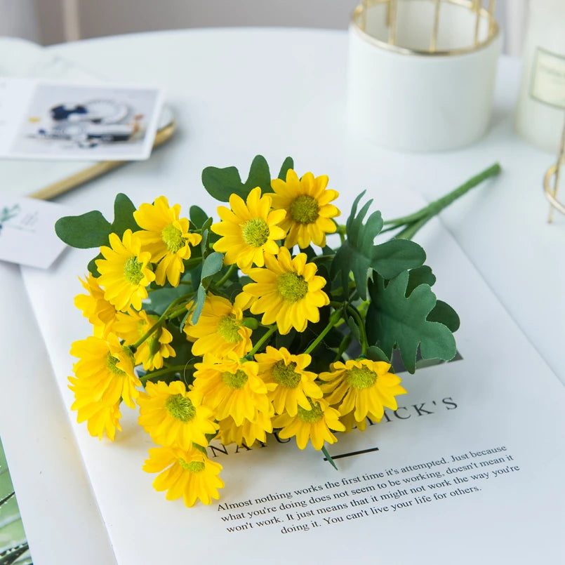 21 Heads Autumn Silk Daisy Bouquet Festival Vase for Home room Wedding outdoor Decoration Household  Artificial Flowers diy Gift