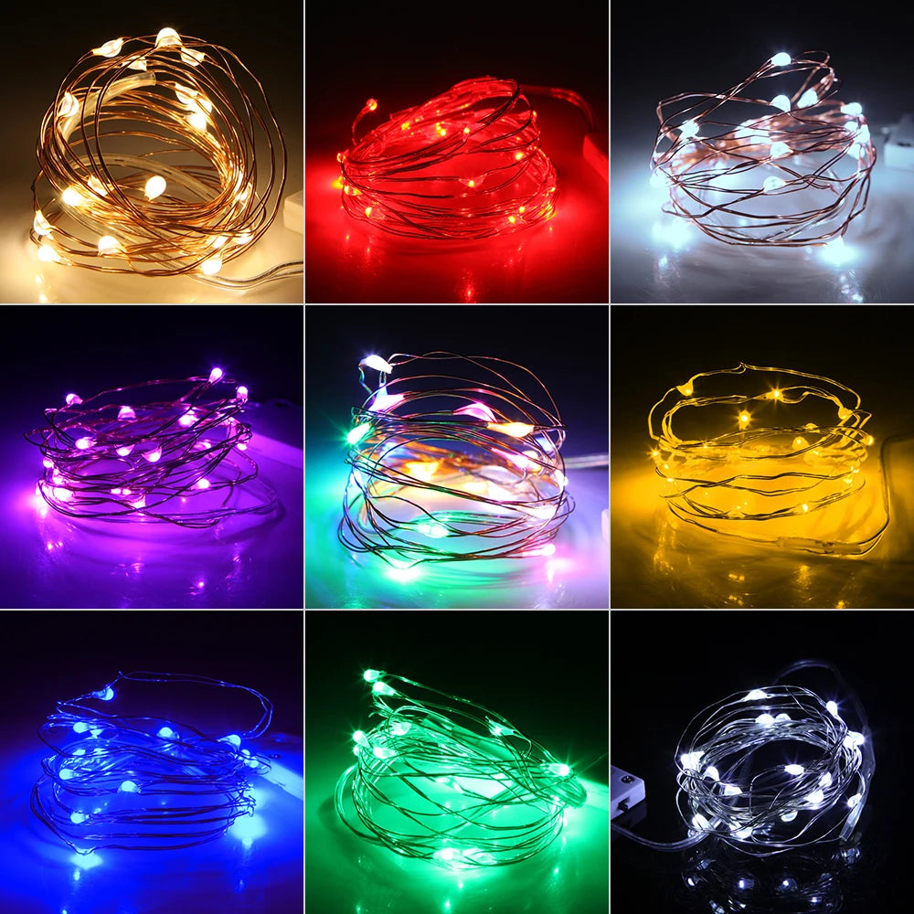 Copper Lights 1m 2m 3m Mini Fairy Lights CR2032 Battery Operated String Light for Bedroom Christmas Party Wedding Decoration
