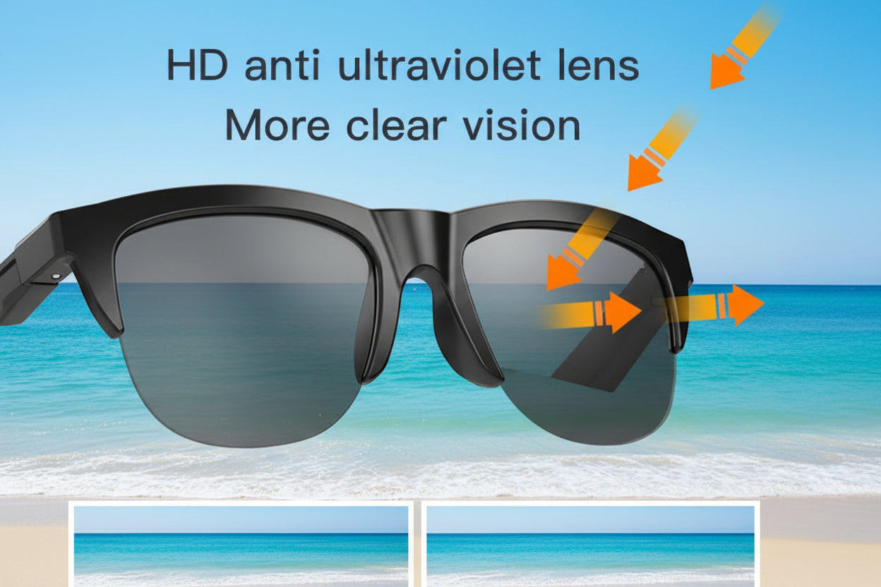 New Smart Bluetooth V5.3 Sunglasses Glasses Call Outdoor Sports Headphones HIFI Black Technology Anti-touch UV For Men And Women