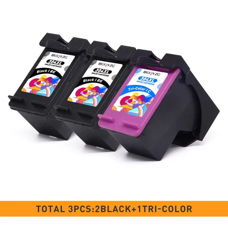 IBOQVZG 304XL Ink Cartridge For HP304 For HP 304 XL Deskjet ENVY Officejet 2620 2630 2632 3730 5020 5032 Printer