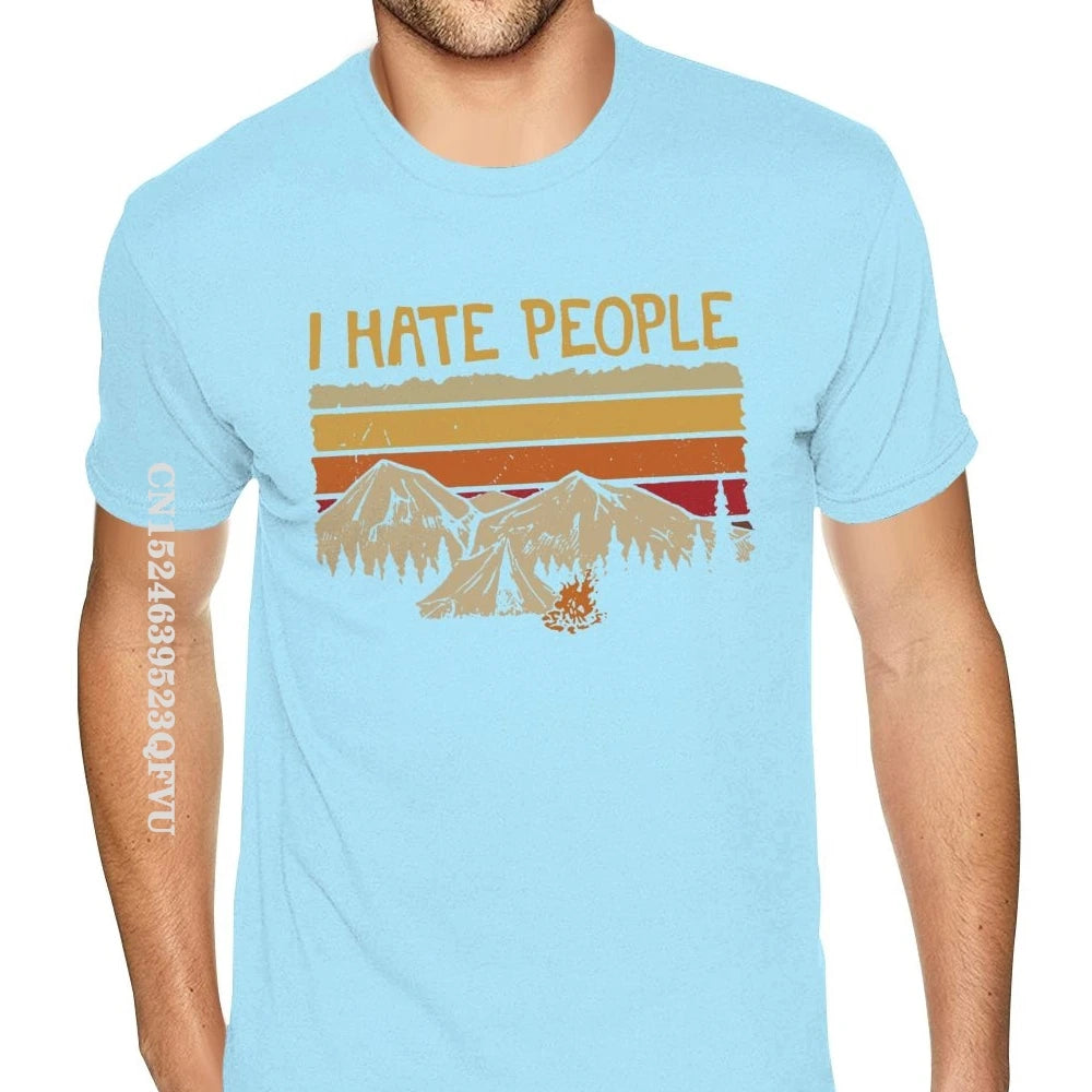 Christmas Mountain Camping I Hate People T-Shirt For Men Personalized Gothic Style Anime Tshirt Kawaii Gothic Style T Shirt