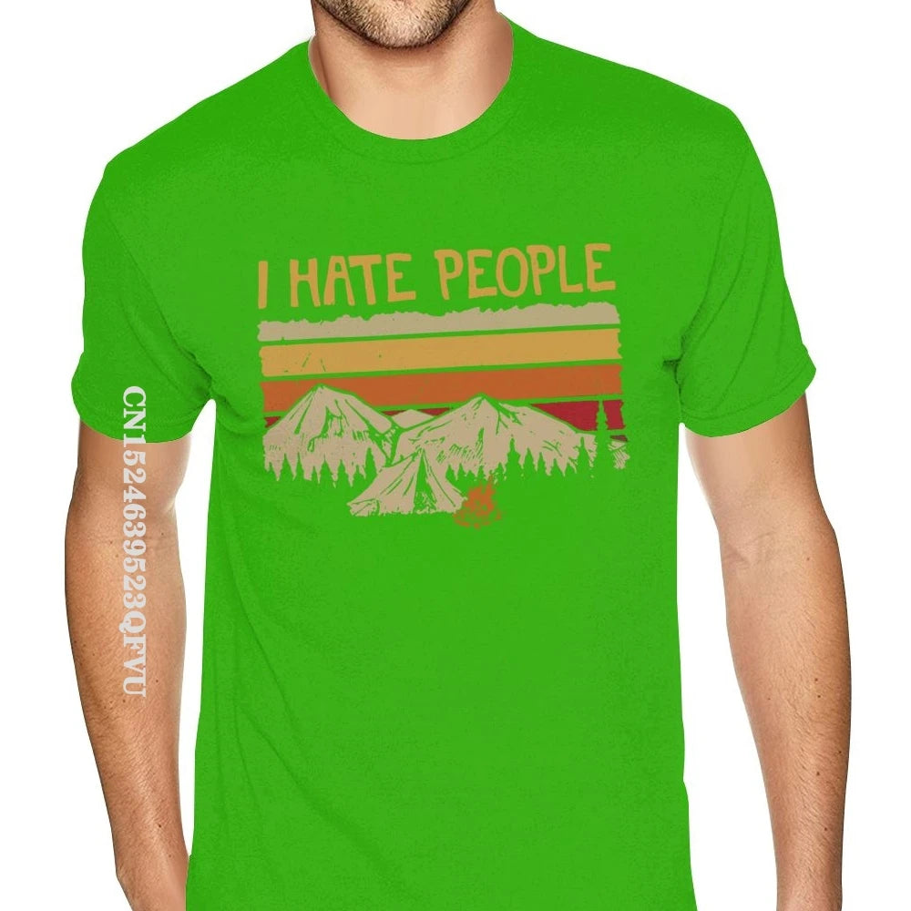 Christmas Mountain Camping I Hate People T-Shirt For Men Personalized Gothic Style Anime Tshirt Kawaii Gothic Style T Shirt