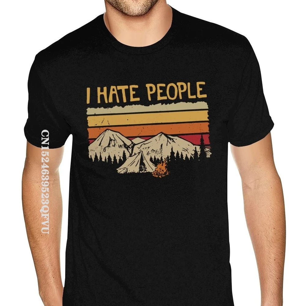 Christmas Mountain Camping I Hate People T-Shirt For Men Personalized Gothic Style Anime Tshirt Kawaii Gothic Style T Shirt