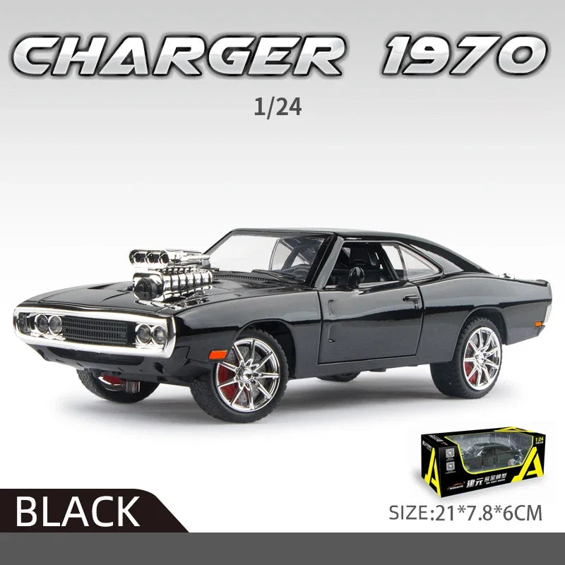 Dodge Charger 1970 1:24 American Super Muscle Car Alloy Diecast Model Toys Sound & Light Simulation Christmas Gifts for Kids