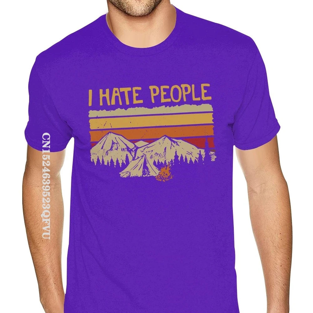 Christmas Mountain Camping I Hate People T-Shirt For Men Personalized Gothic Style Anime Tshirt Kawaii Gothic Style T Shirt