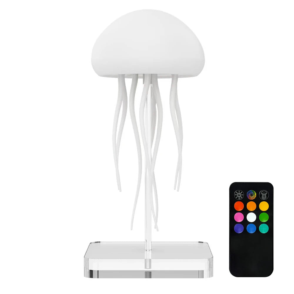 RGB Jellyfish Night Light With Touch Sensor and Remote Control Gradient Table Bedside Lamp For Christmas Gifts