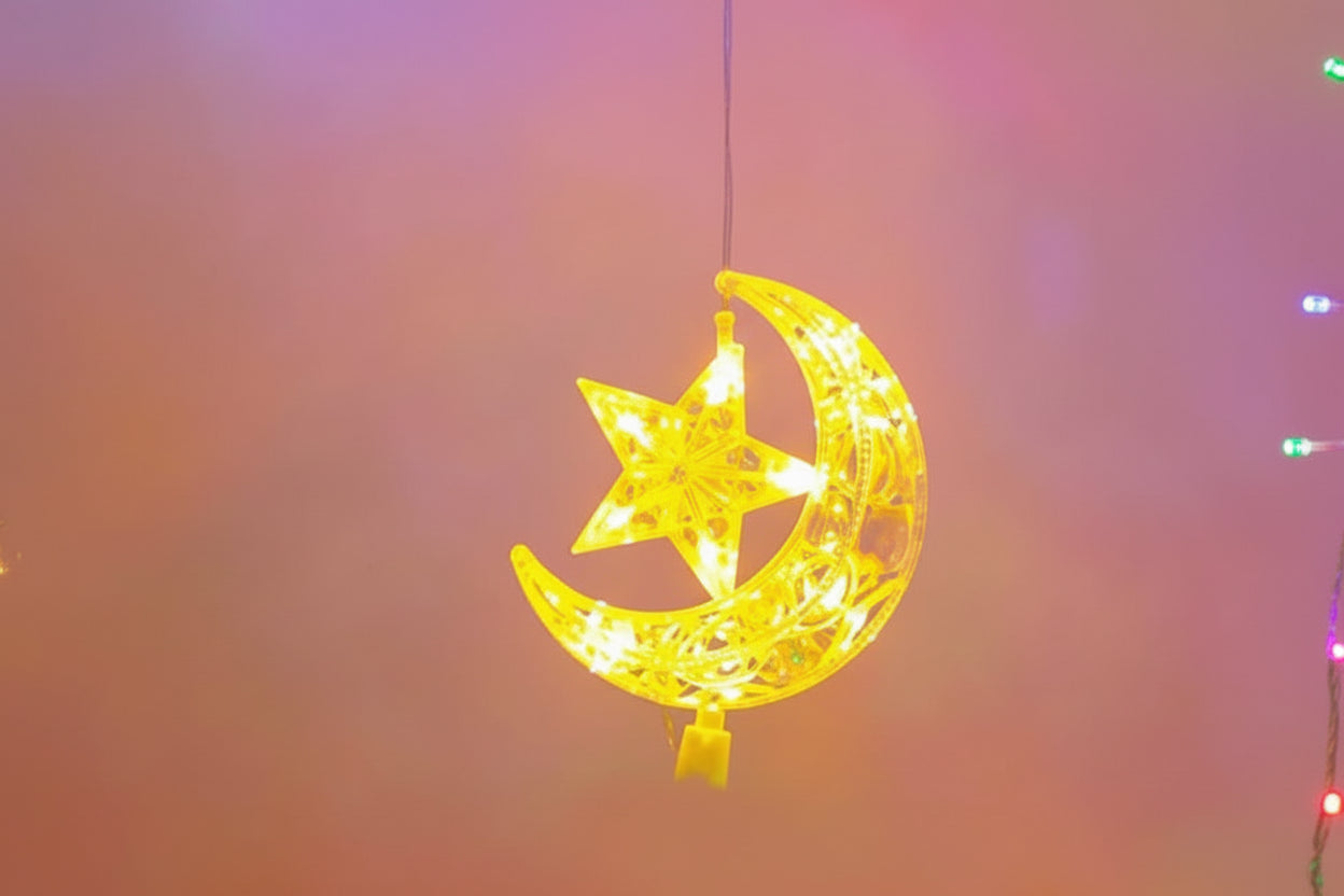 Christmas Star Tree Topper Lights LED Glowing Star Moon Lamp Night Light Xmas Tree Top Ornaments New Year Home Party Decor