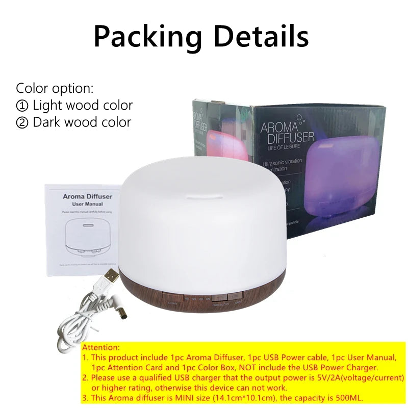 Wood Grain Aroma Diffuser Air Humidifier Essential Oil Machine With Colorful Night Lights USB Humidifier Mini Size Humidifier