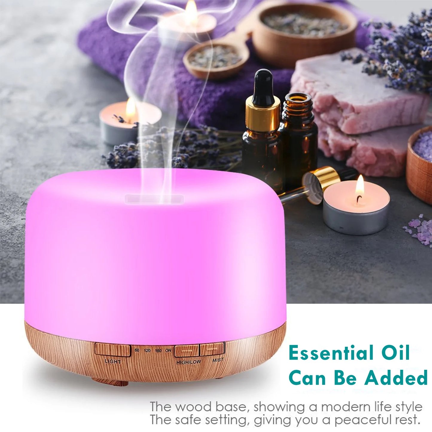 Wood Grain Aroma Diffuser Air Humidifier Essential Oil Machine With Colorful Night Lights USB Humidifier Mini Size Humidifier