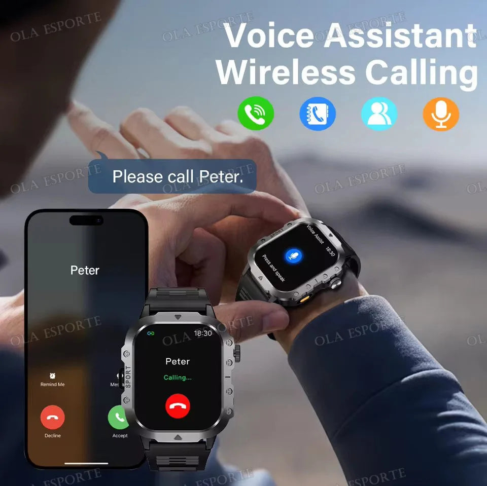 2025 New LED Men's Smartwatch Bluetooth Talking Smartwatch Multi Sport Mode Health Monitor Outdoor Sport Smart Watch For Android