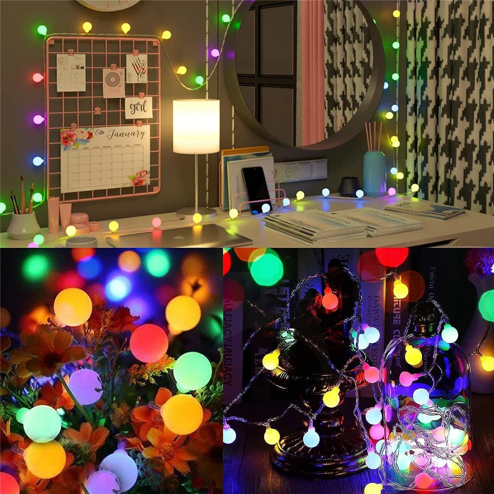 Globe String Lights 220V 10m 100 Ball LED Garland Connectable 8 Modes Fariy Lights Christmas Patio Party Indoor Outdoor Bedroom