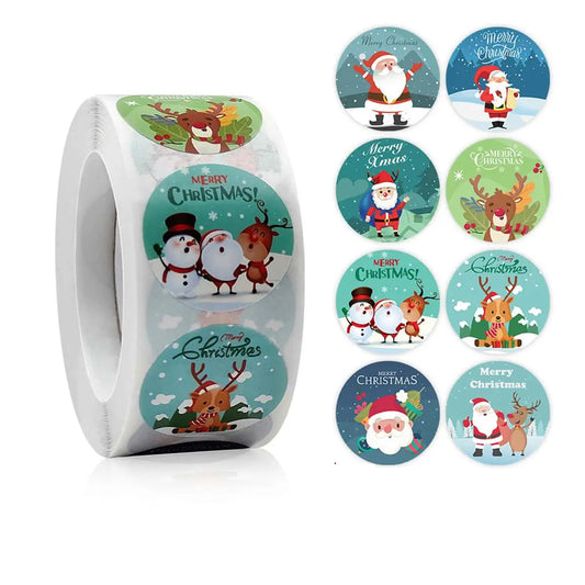 500pcs Merry Christmas Stickers 1 inch Round Christmas Tags Stickers for kids Gift Baking Package Envelope Stationery Decor