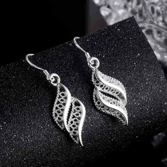 New 925 Sterling Silver Charms Flowers Leaf Earrings For Women Fashion Party Wedding Jewelry Christmas Gifts Vintage Earrings