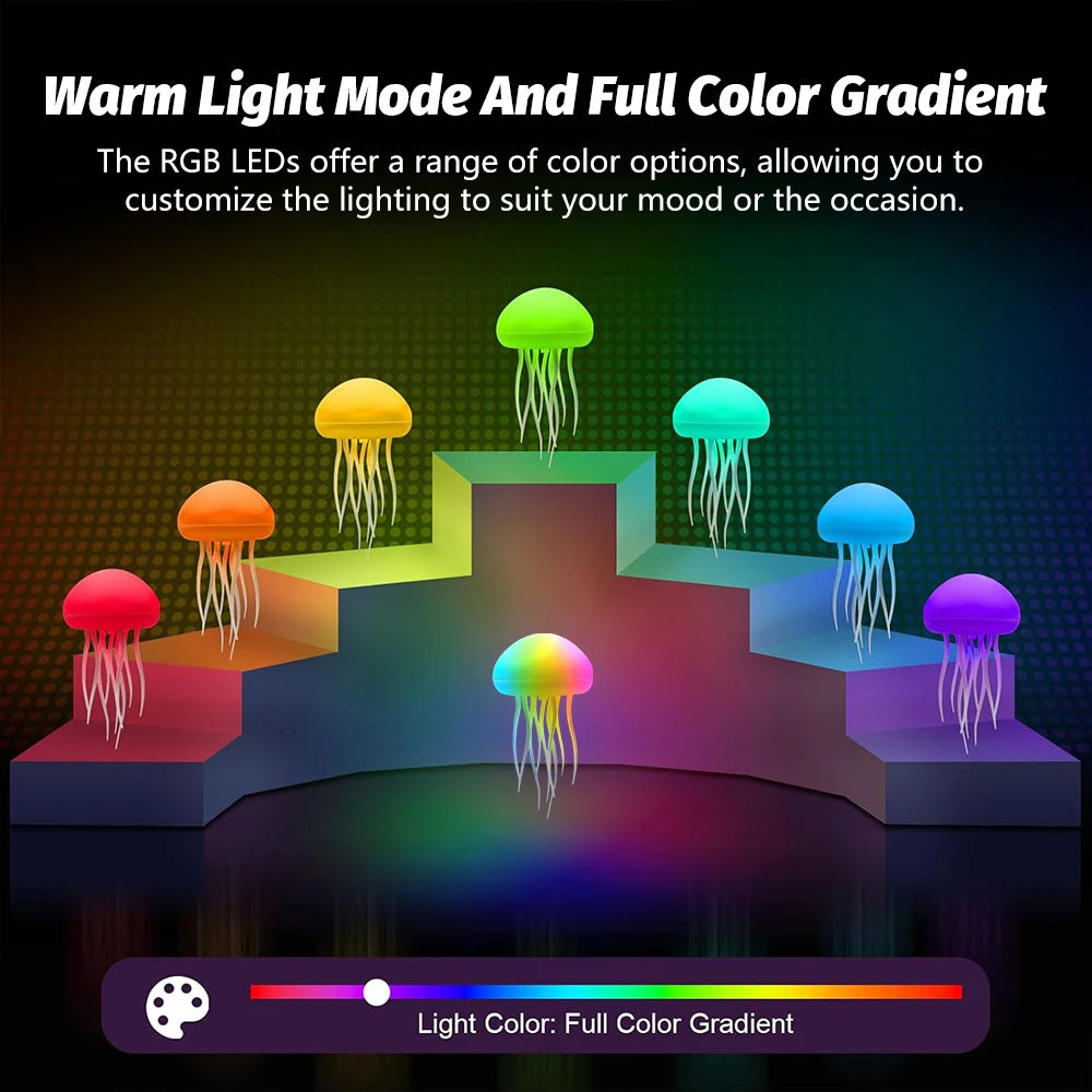 RGB Jellyfish Night Light With Touch Sensor and Remote Control Gradient Table Bedside Lamp For Christmas Gifts