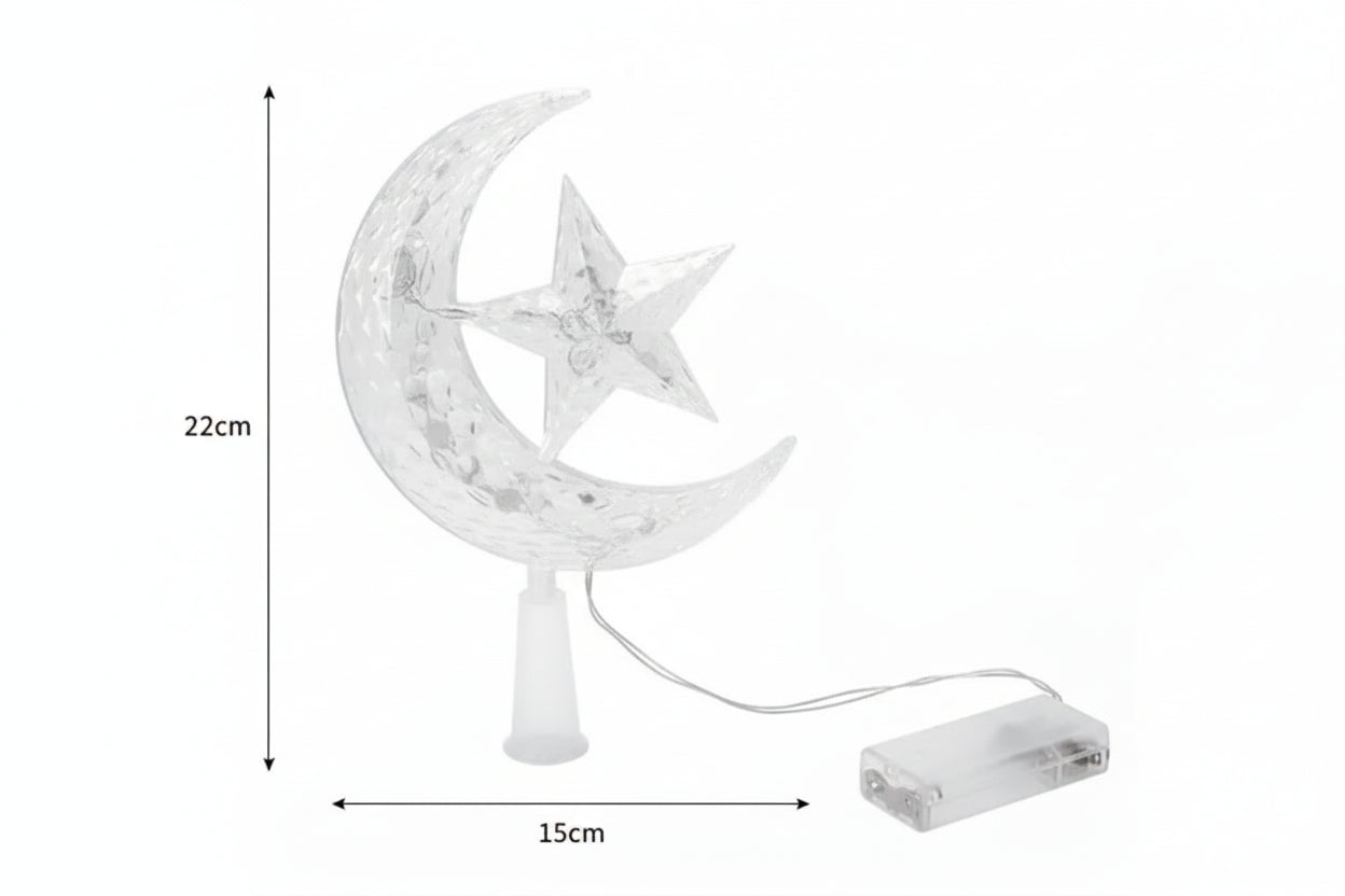 Christmas Star Tree Topper Lights LED Glowing Star Moon Lamp Night Light Xmas Tree Top Ornaments New Year Home Party Decor