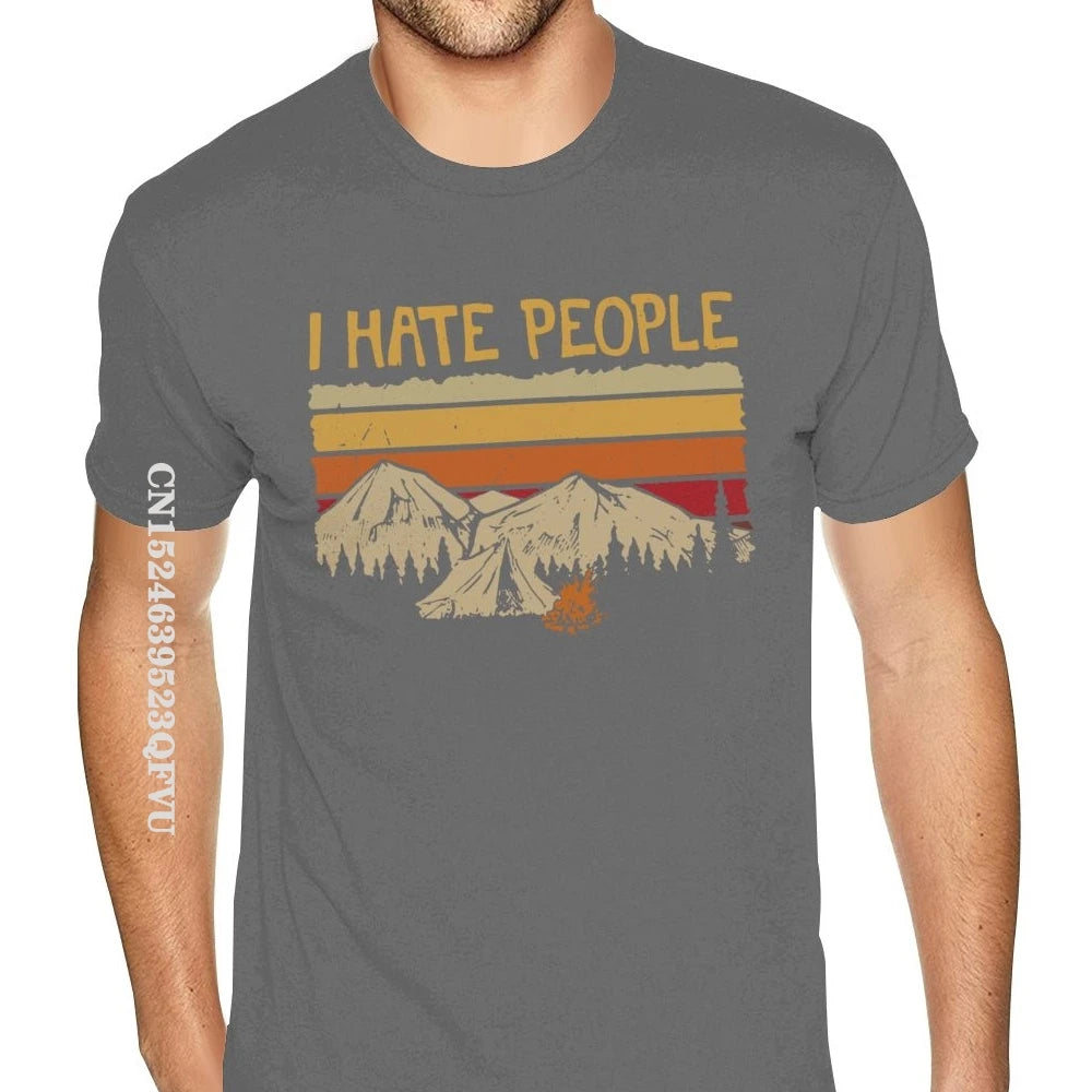 Christmas Mountain Camping I Hate People T-Shirt For Men Personalized Gothic Style Anime Tshirt Kawaii Gothic Style T Shirt