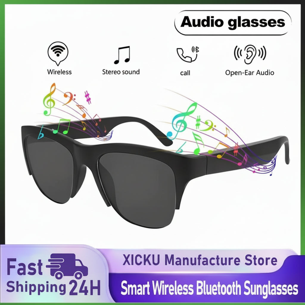 New Smart Bluetooth V5.3 Sunglasses Glasses Call Outdoor Sports Headphones HIFI Black Technology Anti-touch UV For Men And Women