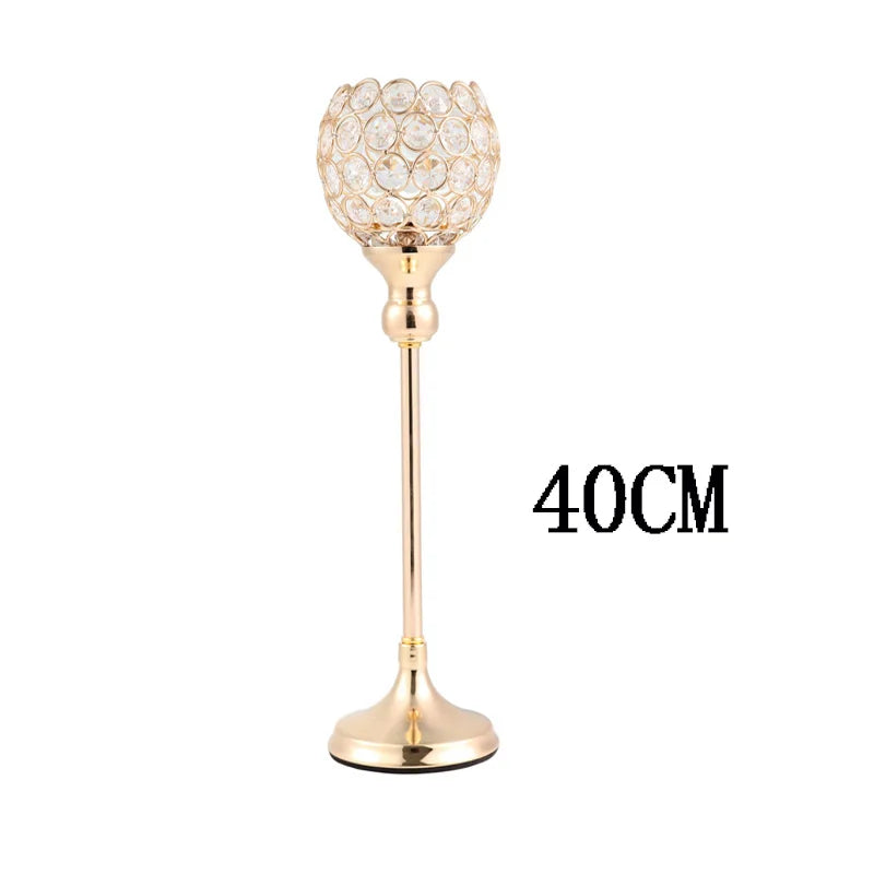 Crystal Tealight Candle Holders, Metal Glass Candlesticks, Wedding Table Centerpiece, Christmas Party, Home Decoration