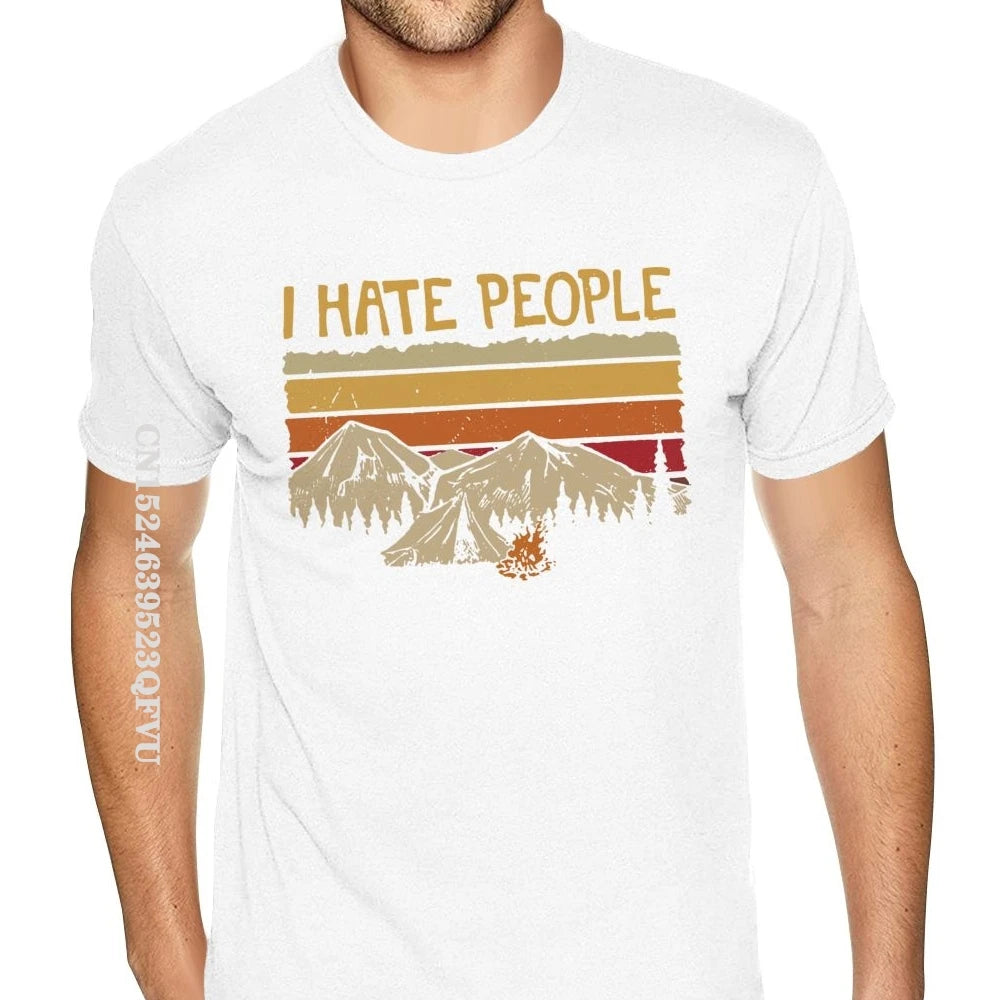 Christmas Mountain Camping I Hate People T-Shirt For Men Personalized Gothic Style Anime Tshirt Kawaii Gothic Style T Shirt