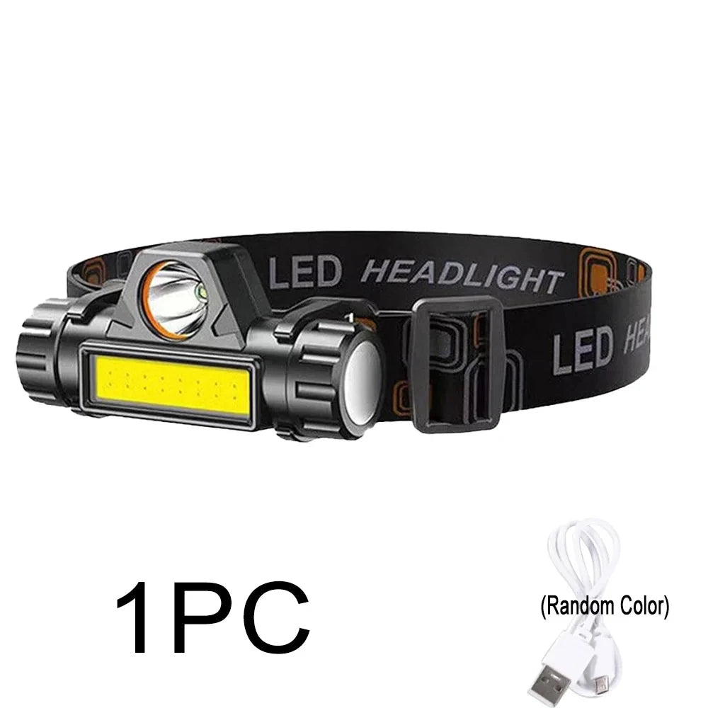 5 LED Strong Light Headlamp Built in 18650 Battery USB Rechargeable Head Flashlight Outdoor Ultra Bright Fishing Camping Lamp