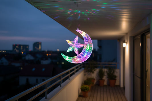 Christmas Star Tree Topper Lights LED Glowing Star Moon Lamp Night Light Xmas Tree Top Ornaments New Year Home Party Decor