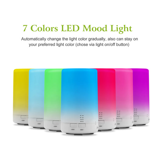 Mini Ultrasonic Aroma Essential Oil Diffuser 7 Color LED Lights 4 Timer Settings Cool Mist Humidifier for Office Home Room