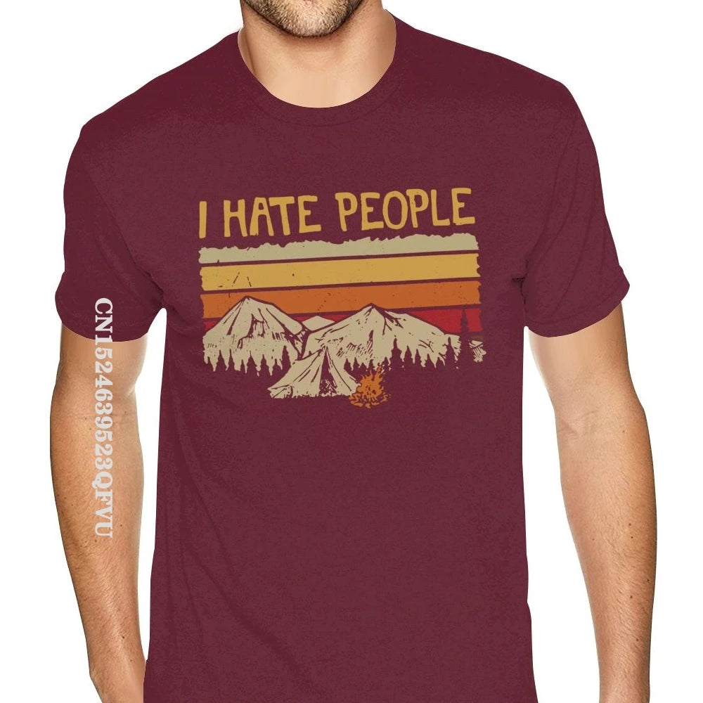 Christmas Mountain Camping I Hate People T-Shirt For Men Personalized Gothic Style Anime Tshirt Kawaii Gothic Style T Shirt