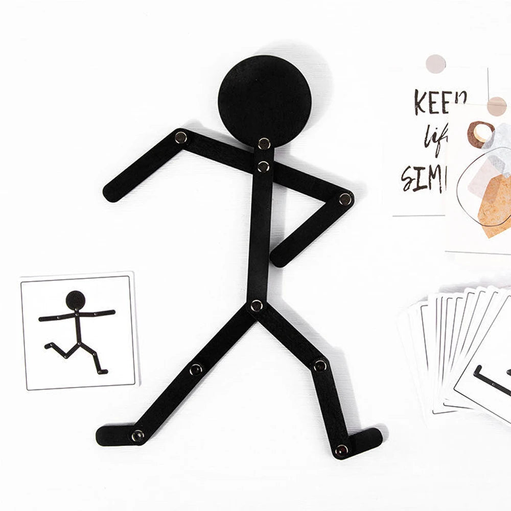 Jeu Kids Montessori Toys Wooden Early Learning Educational Puzzles Sporty Pose Jigsaw Improve Hands-on Skill Busy Board Gifts