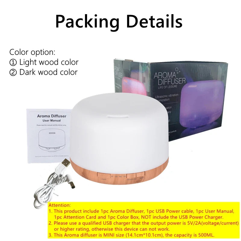 Wood Grain Aroma Diffuser Air Humidifier Essential Oil Machine With Colorful Night Lights USB Humidifier Mini Size Humidifier