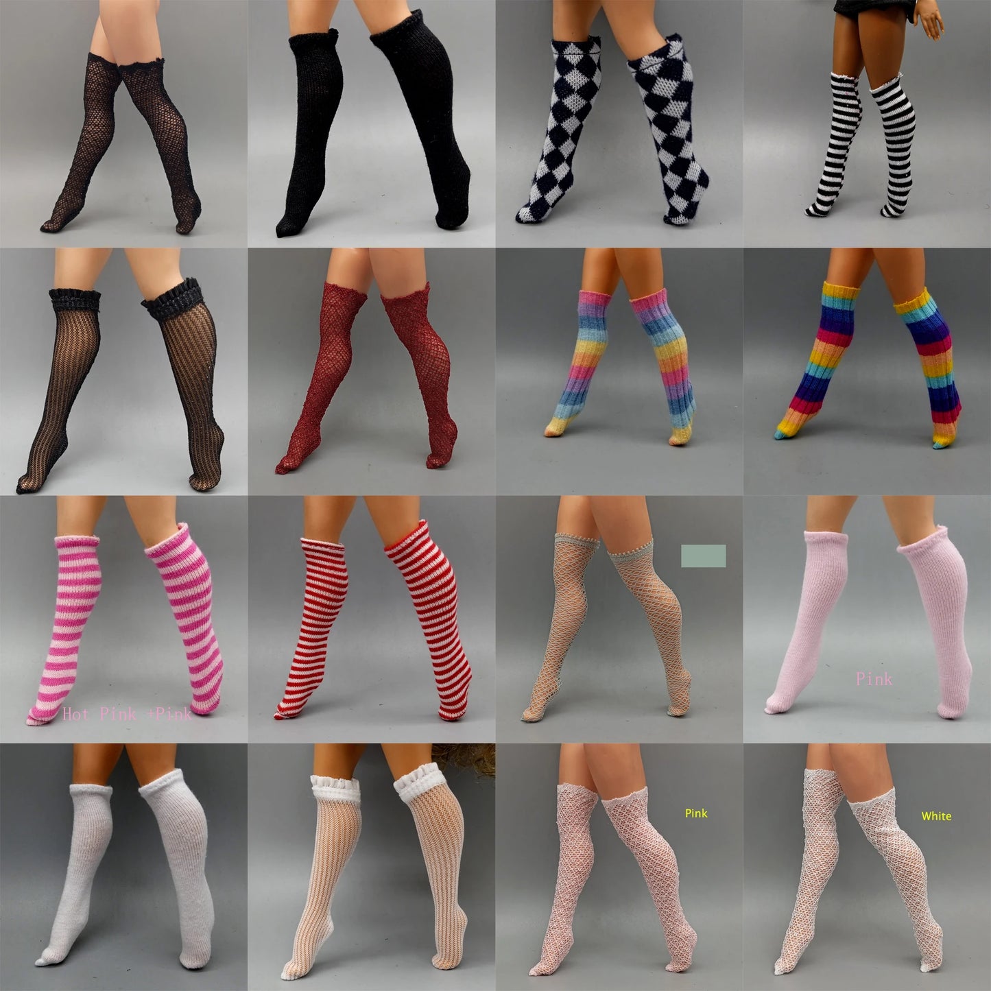 Suitable 25CM Winter Dolls Fishnet Stockings Rainbow Striped Socks For Dolls Girls Christmas Gift