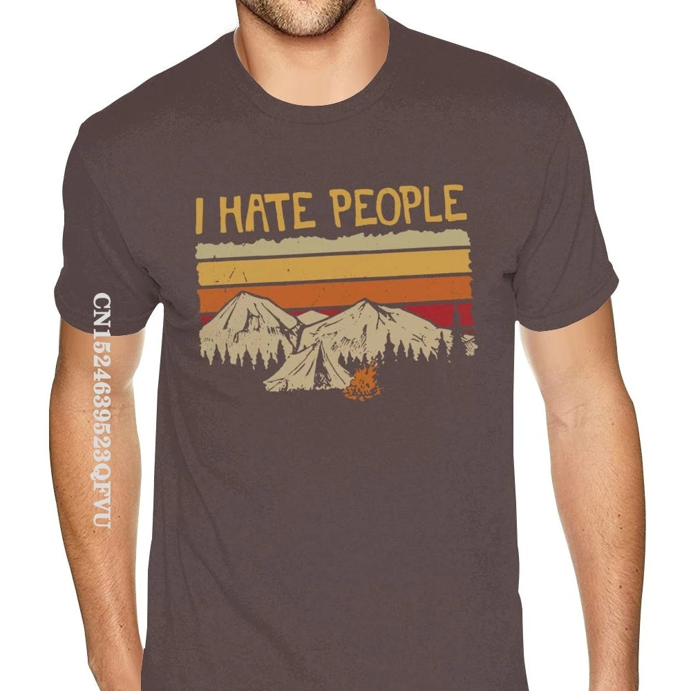 Christmas Mountain Camping I Hate People T-Shirt For Men Personalized Gothic Style Anime Tshirt Kawaii Gothic Style T Shirt