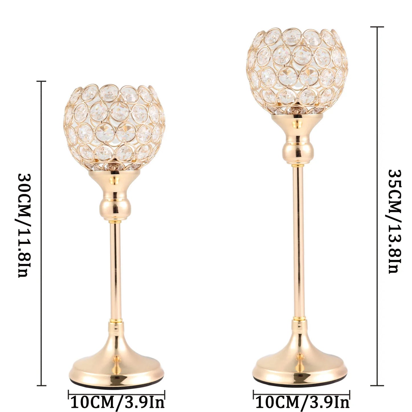 Crystal Tealight Candle Holders, Metal Glass Candlesticks, Wedding Table Centerpiece, Christmas Party, Home Decoration