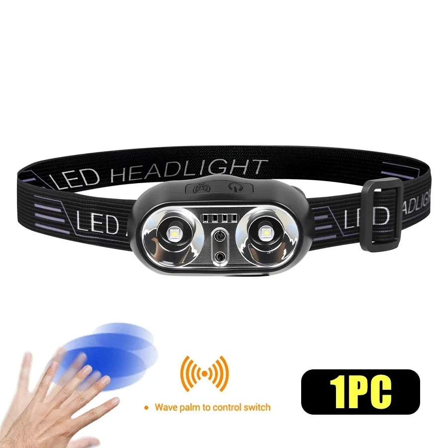 5 LED Strong Light Headlamp Built in 18650 Battery USB Rechargeable Head Flashlight Outdoor Ultra Bright Fishing Camping Lamp