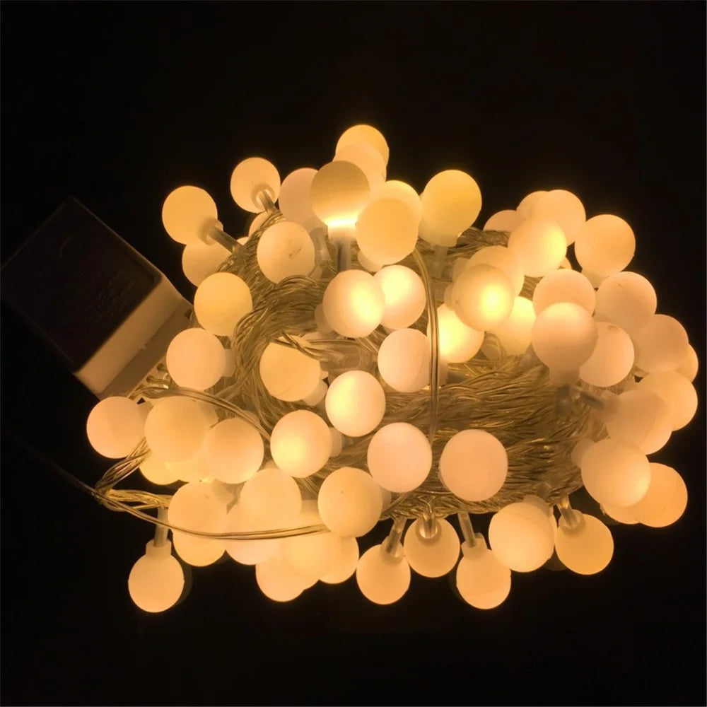 Globe String Lights 220V 10m 100 Ball LED Garland Connectable 8 Modes Fariy Lights Christmas Patio Party Indoor Outdoor Bedroom