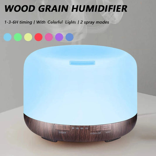 Wood Grain Aroma Diffuser Air Humidifier Essential Oil Machine With Colorful Night Lights USB Humidifier Mini Size Humidifier